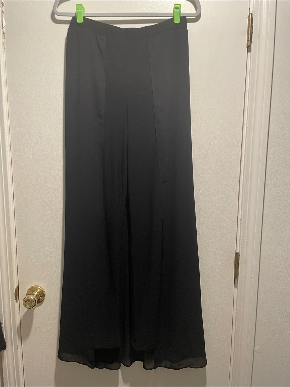 Frank Lyman Black Split Front Wide-Leg Palazzo  Pants Chiffon Overlay